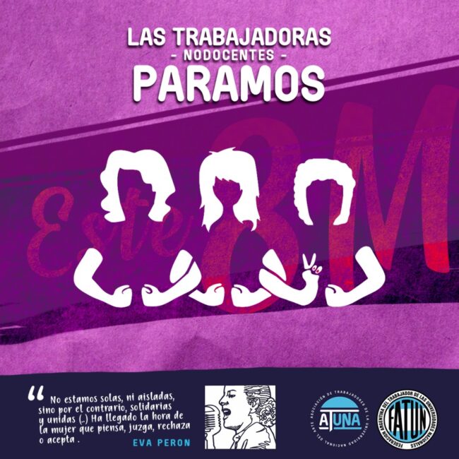 8 DE MARZO - LAS TRABAJADORAS NODOCENTES DE LA UNIVERSIDAD NACIONAL DE LAS ARTES PARAMOS